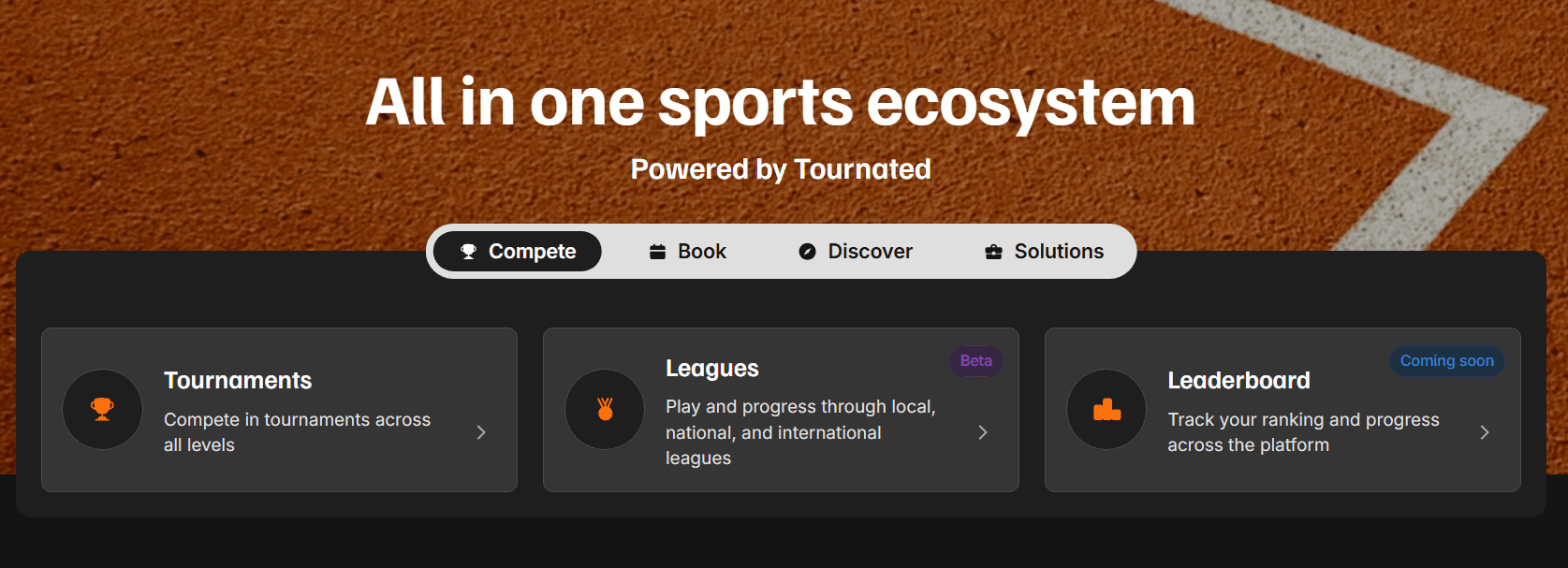 Tournated all-in-one sports ecosystem